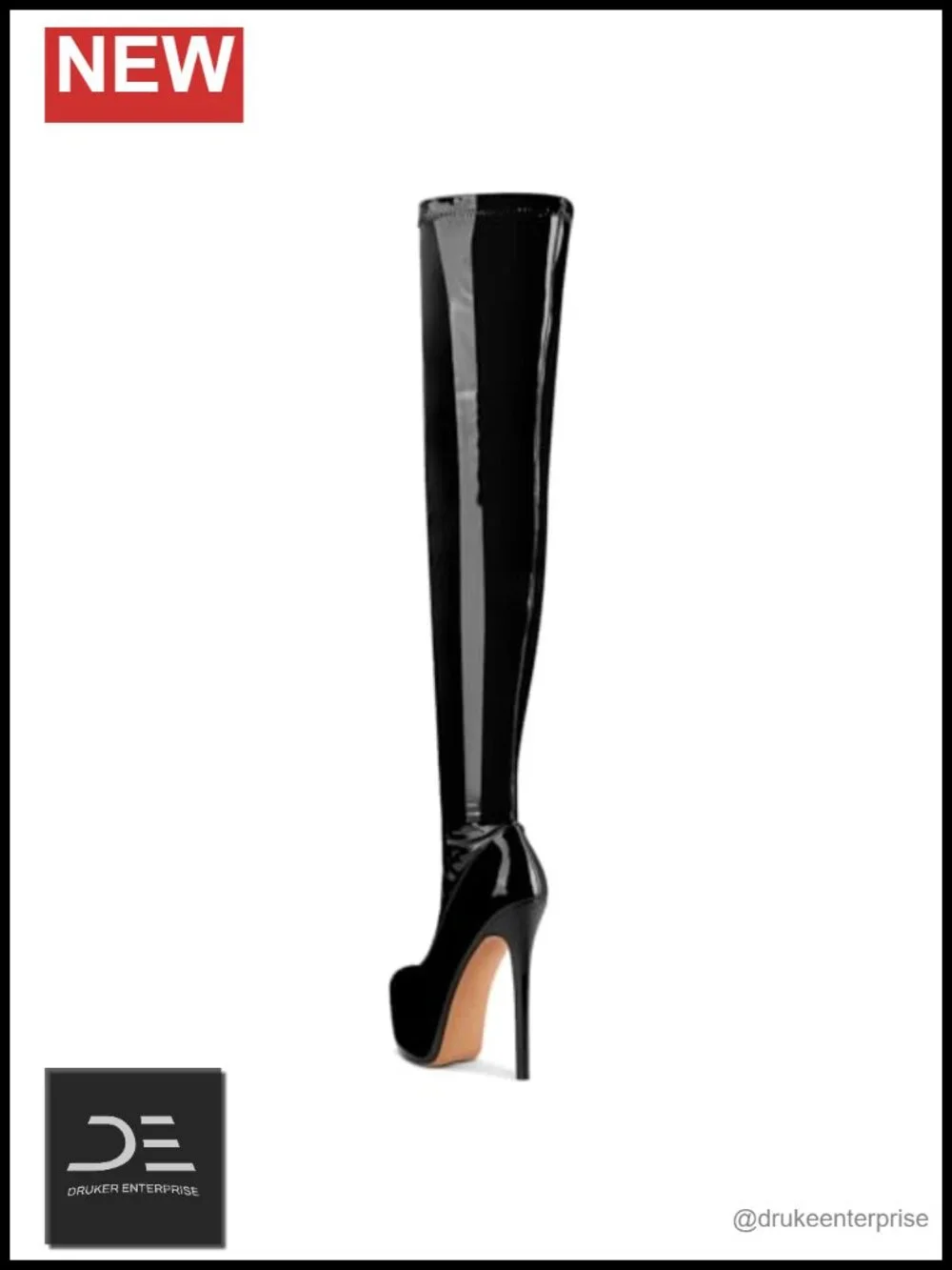 Patent Leather Over the Knee Stiletto Boots Platform Thigh High Boots